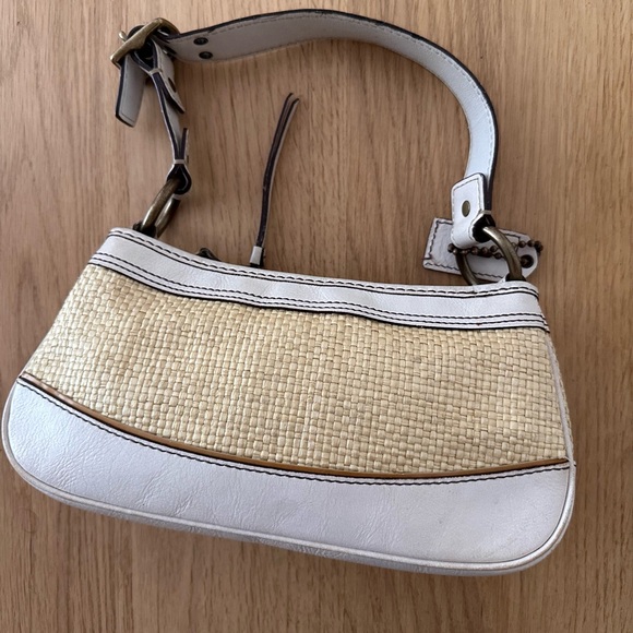 Coach beige straw leather handbag/shoulder bag - Picture 3 of 13
